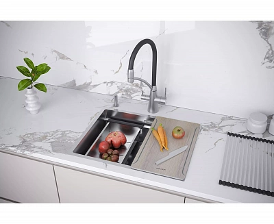 Мойка 580х450мм Paulmark NEXT-MULTI SINK 58 UNI PM785845-BS брашированная нержавеющая сталь