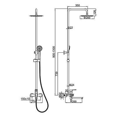 Душевая система со смесителем и тропическим душем Ledeme L2480