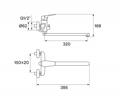 Смеситель для ванны Santek Форт с длинным изливом WH5A12004C001