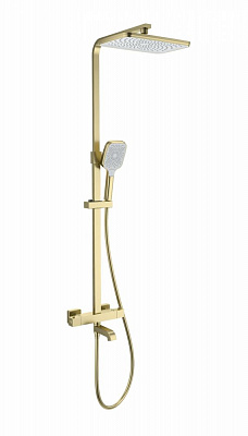 Душевая система с термостатом Wonzon & Woghand STAY 3, Брашированное золото WW-B3026-T1-BG