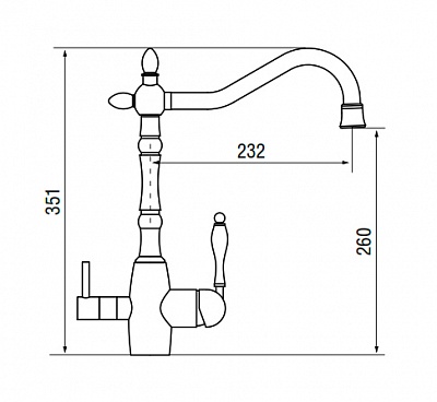 Смеситель для кухни Longran Classic LM2193-56 BR с каналом для фильтрованной воды