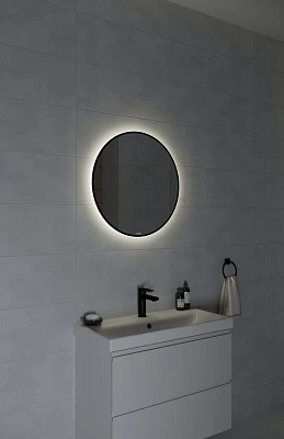 Зеркало круглое с подсветкой 60х60 Cersanit ECLIPSE smart 64146 в черной рамке