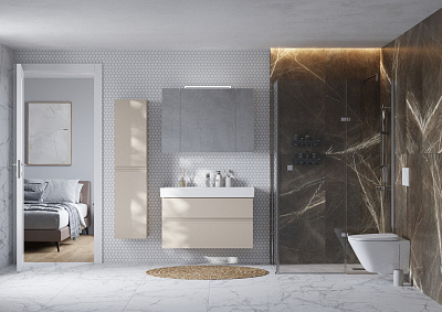 Тумба с раковиной Roca Oleta 100 2 ящика A857641515, капучино матовый