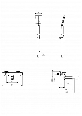 Смеситель для ванны с душем и термостатом Wonzon & Woghand STAY 3, Хром WW-B2026-A1-CR
