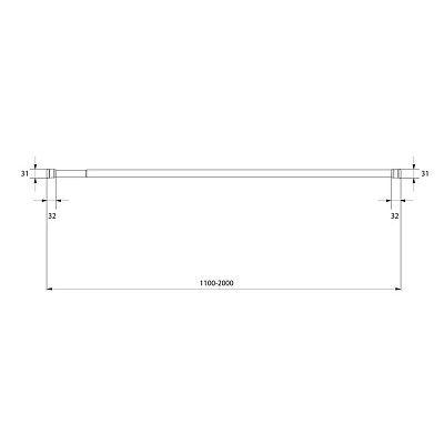 Карниз для ванной комнаты, 110-200 см, белый, Easy, Milardo, 010A200M14