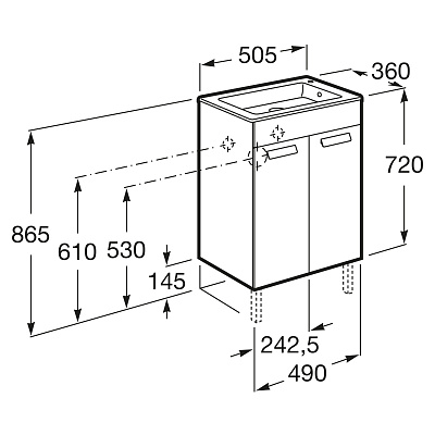 Тумба под раковину Roca Debba 50 2 дверцы, белый глянец ZRU9302710