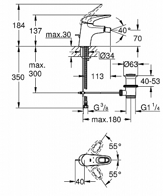 Смеситель для биде GROHE EUROSTYLE 33565LS3