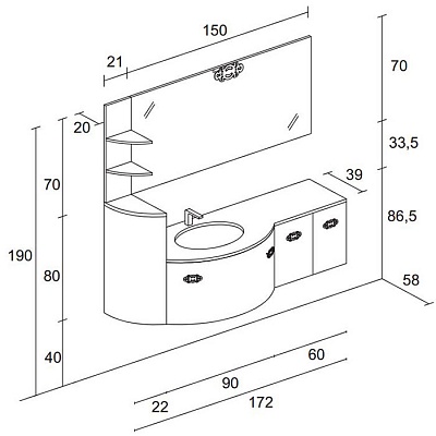 Раковина Eurolegno Modo L 980 DROP 70 EU0187016