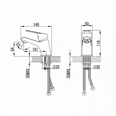 Смеситель для умывальника  Milardo  Nelson NELSB00M01