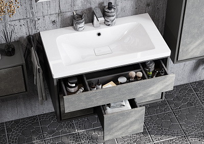 Тумба с раковиной Aquaton Уэльс 80 графит 1A267901WA6A0 new