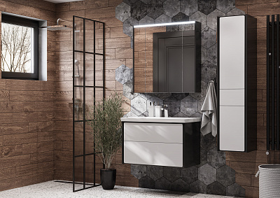 Тумба с раковиной Roca Ronda 80 белый глянец/антрацит ZRU9302965