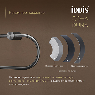Полотенцедержатель-кольцо Дюна (Duna) IDDIS DUNGMO0i51 нержавеющая сталь графит матовый