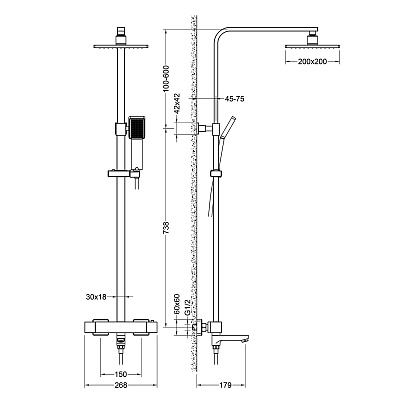 Душевая система с термостатом Timo Tetra-thermo SX-0169/00 хром