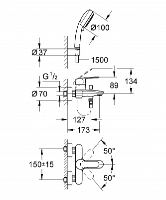 Смеситель для ванны к.н. GROHE EUROSTYLE COSMO 33592002