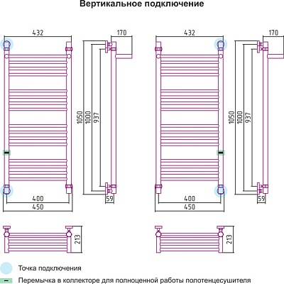 Полотенцесушитель водяной Сунержа Богема с 1 полкой 1000х400 Белый (RAL-9003)