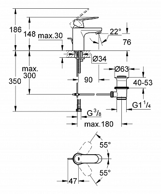 Смеситель для умывальника Grohe Eurosmart Cosmo  32825000