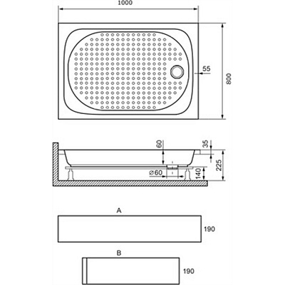 Душевой поддон RGW LUX/TN 80*100*6 h3.5 16180280-21