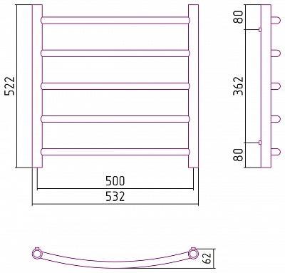 Полотенцесушитель комбинированный Сунержа Галант-ПРОФИ 600x500