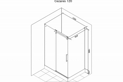 Душевое ограждение 120х90 Cerutti 7741, SPA CEZARES120