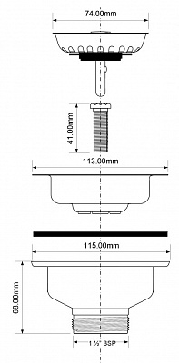 Слив cо съёмной решеткой 1 1/2х113мм (MRSKW7-CPNE) (цвет-шампанское, фактура гранит)