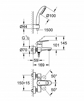 Смеситель для ванны к.н. GROHE EUROPLUS 33547002