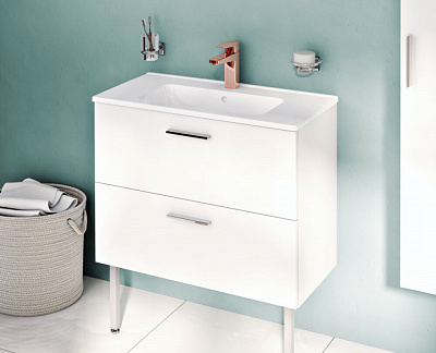 Тумба с раковиной Vitra Nuo 80 подвесная, глянцевая белая 67692