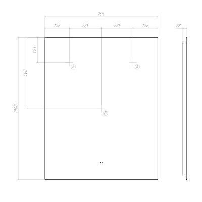Зеркало в ванную 80х100 VIGO QUADRO COMFORT 800