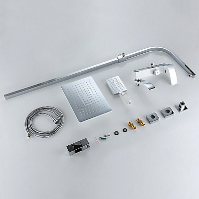 Душевая система с тропическим душем Gappo G07-8 G2407-8, белый/хром