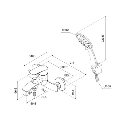 Смеситель для ванны Milardo Rora RORWT00M02, белый матовый