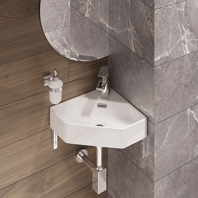 Раковина накладная угловая Sanita Luxe "Line" LIN35SLWB01