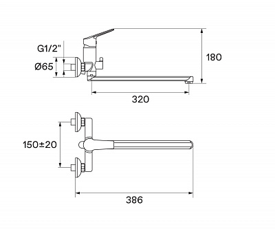 Смеситель для ванны Santek Венга с длинным изливом WH5A12003C001