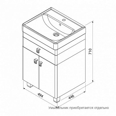 Тумба без раковины Iddis Carlow 55 CAR55W2i95