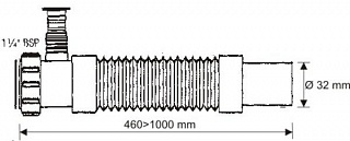 Гофра 1 1/4 McALPINE 1 м MRMF1-W с отводом