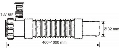 Гофра 1 1/4 McALPINE 1 м MRMF1-W с отводом