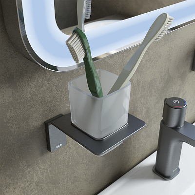 Подстаканник одинарный Iddis Slide SLIGMG1i45, матовое стекло, графит