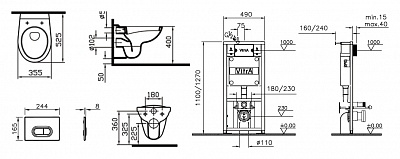 Комплект инсталляции с унитазом VitrA Normus 9773B003-7201(4в1)