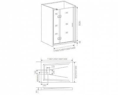 Душевое ограждение Good Door SATURN WTW-120-C-CH-L