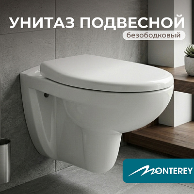 Унитаз подвесной безободковый Monterey Eco Plus 7855N003-7147 сиденье дюропласт