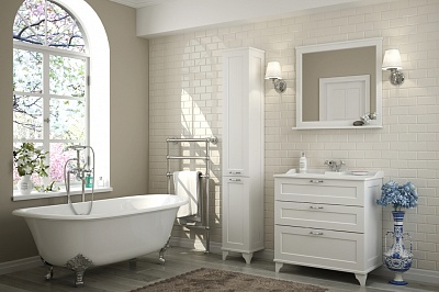 Тумба без раковины Акватон Леон 80 Н дуб белый 1A187801LBPS0