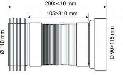 Фановая труба McAlpine раздвижная, L200-330 мм, с манжетом MRWC-F20R