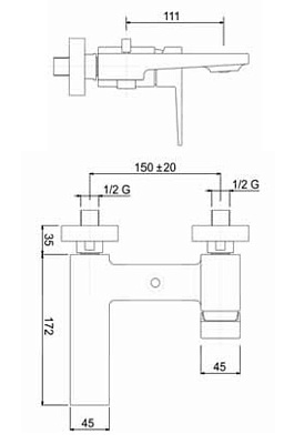 Смеситель для ванны и душа в комплекте с ручным душем CEZARES JUMP-VDM-01 JUMP-VDM-01