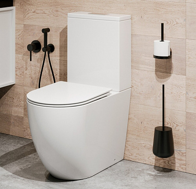 Унитаз напольный Grossman GR-4494SQ безободковый, белый с тонкой крышкой, микролифт, смыв