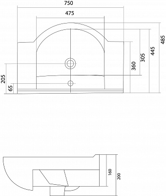 Тумба с раковиной Акватон Эмилья 75 1A056801EJ010