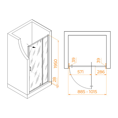 Душевая дверь 90х195 RGW PA-008, 350800890-11, хром