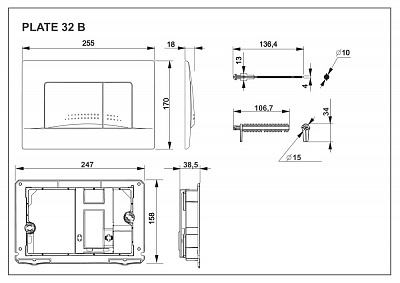 Панель смыва Roca Active 32B хром матовая 8901130B2