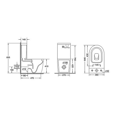 Унитаз напольный Grossman GR-4494SQ безободковый, белый с тонкой крышкой, микролифт, смыв
