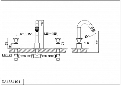 Смеситель для раковины d&k hessen.Grimm Da1384101 хром