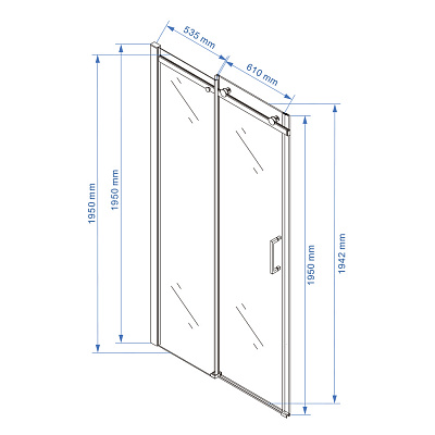 Душевое ограждение 120х195 MONTEREY WTW EX-806F хром прозрачное 8мм (двери в нишу)