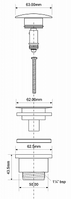 Слив кнопка 1 1/4 60мм ( BCWP60-CB ) металл. хром  (уп. 20)