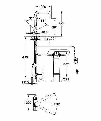 Смеситель Grohe Blue Pure 31299DC1 для кухонной мойки с фильтром